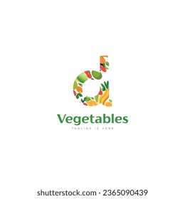 Initial Letter D Vegetables Logo Vector