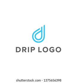 initial letter d with water drip unique simple logo design