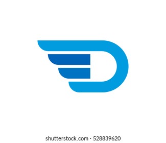 Initial Letter D Wing Logo Design Template