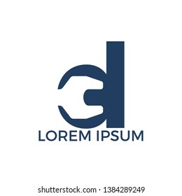 Initial letter D and wrench logo design. Repair business and constuction logo design concept.