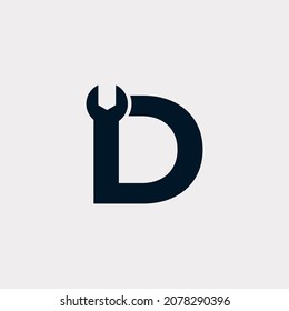 Initial Letter D Wrench Logo Design Inspiration