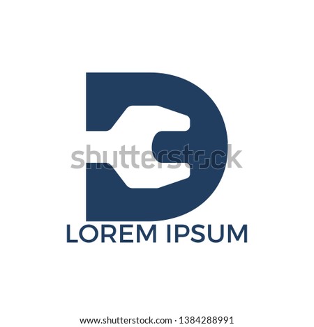 Initial letter D and wrench logo design. Repair business and constuction logo design concept.