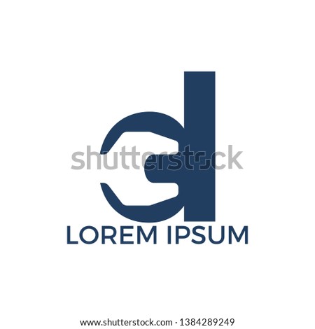 Initial letter D and wrench logo design. Repair business and constuction logo design concept.