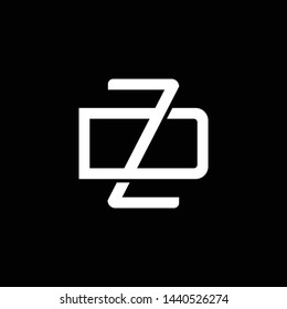 Initial letter D and Z, DZ, ZD, overlapping interlock monogram logo, white color on black background