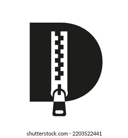 Initial Letter D Zipper Logo For Fashion Cloth, Embroidery and Textile Symbol Identity Vector Template