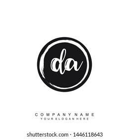 Initial letter DA beautiful handwriting logo vector template