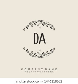 Initial letter DA beautiful handwriting logo vector template