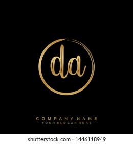 Initial letter DA beautiful handwriting logo vector template