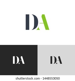 Initial Letter da d a uppercase modern logo design template elements. green letter Isolated on black white grey background. Suitable for business, consulting group company.