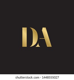 Initial letter da d a uppercase modern logo design template elements. Gold letter Isolated on black  background. Suitable for business, consulting group company.