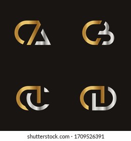 Initial Letter DA DB DC DD logo icon design template elements. Modern line logo with gold silver luxury style. Can be used for business, company group, consulting, finance. Vector Illustration.