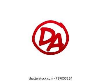 The initial letter DA handwritten logo