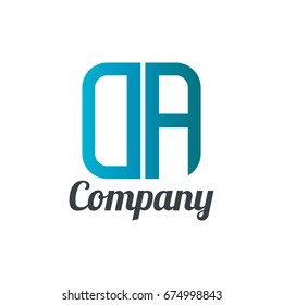 Initial Letter DA Linked Box Design Logo