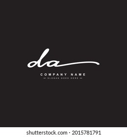 Initial Letter DA Logo - Handwritten Signature Style Logo