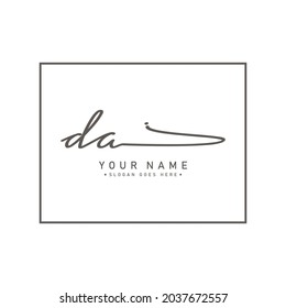 Logo de la carta inicial DA - Logo de la firma manuscrita