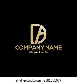initial letter DA logo or icon monogram and black color background