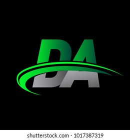 initial letter DA logotype company name colored green and black swoosh design. vector logo for business and company identity.