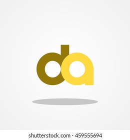 Initial letter DA lowercase logo design template brown yellow