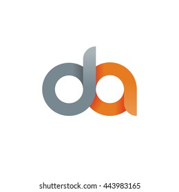 initial letter da modern linked circle round lowercase logo orange gray