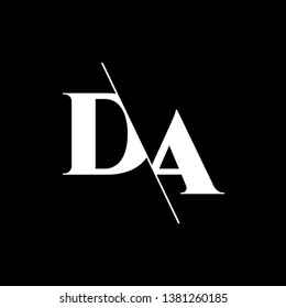 Initial Letter DA Monogram Sliced. Modern logo template isolated on black background