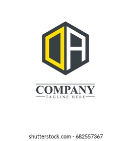 Initial Letter DA OA Hexagonal Design Logo