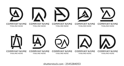 initial letter DA Set of creative logo design, bundle set template vector icon