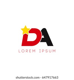Initial letter da yellow star logo red black