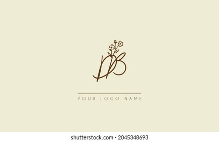 Initial letter DB Or BD  Signature handwritten wedding botanical floral icon logo vector  design  illustration symbol