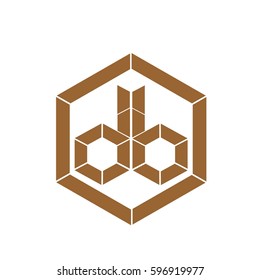 initial letter db brown color logo vector