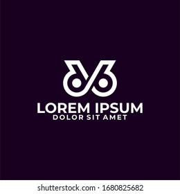 Initial letter db or d6 logo template with geometric owl eyes and infinity illustration in flat design monogram symbol