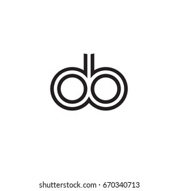 Initial letter db, do, ob, linked outline rounded lowercase, monogram black