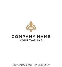 Initial Letter DB with fleur de lis logo design vector illustration	