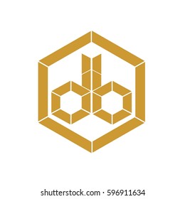 initial letter db gold color logo vector