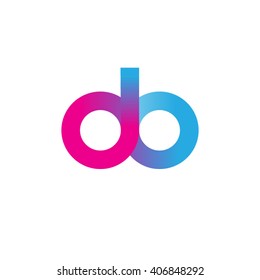 initial letter db linked circle lowercase logo ping blue purple