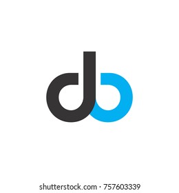 Initial Letter DB Linked Circle Lowercase Logo Black Blue Icon Design Template Element