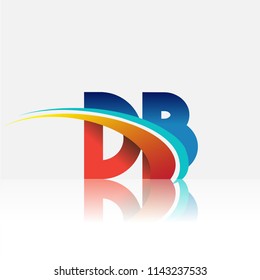 initial letter DB logotype company name colored red and blue and swoosh design. vector logo for business and company identity.
