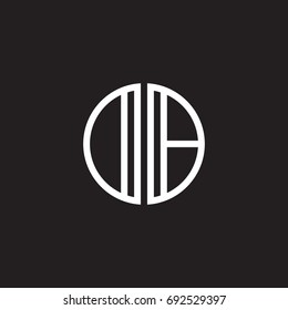 Initial letter DB, OB, minimalist line art monogram circle shape logo, white color on black background