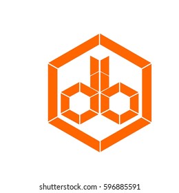 initial letter db orange color logo vector