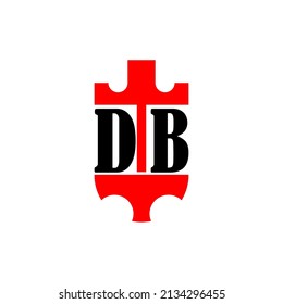 Initial letter DB red crown shield simple logo. Minimal and unique.