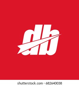 initial letter db white logo in red background