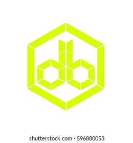 initial letter db yellow color logo vector