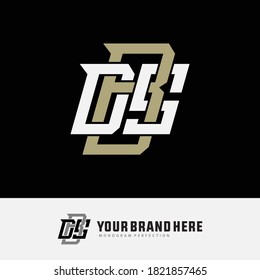Initial letter DBS, DSB, BSD, BDS, SDB or SBD overlapping, interlock, monogram logo, white and cream color on black background