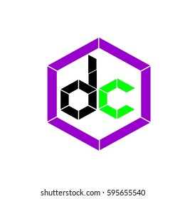 initial letter DC black and green color logo vector