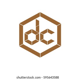 initial letter DC brown color logo vector