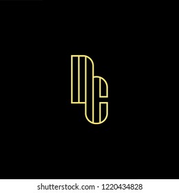Initial letter DC CD minimalist art logo, gold color on black background.