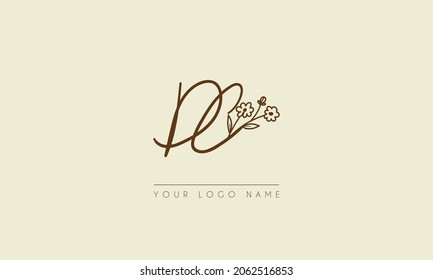 Initial letter DC Or CD Signature handwritten wedding botanical floral icon logo vector  design  illustration symbol