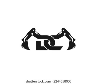 Initial Letter DC  Excavator Logo Design Concept. Creative Excavators, Construction Machinery Special Equipment Vector Illustration.
