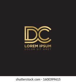 Initial Letter DC linked uppercase overlap modern gold logo vector design template. Suitable for business, consulting group company.