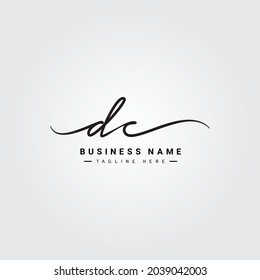 Logotipo de letra inicial DC - logotipo de firma manuscrita