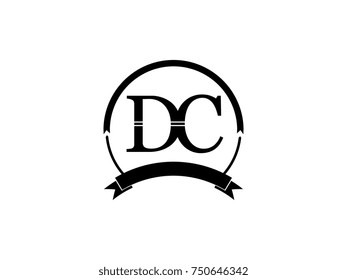 initial letter DC logo monogram retro black